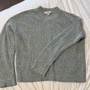 LOFT Women's Textured Green Crewneck Sweater
